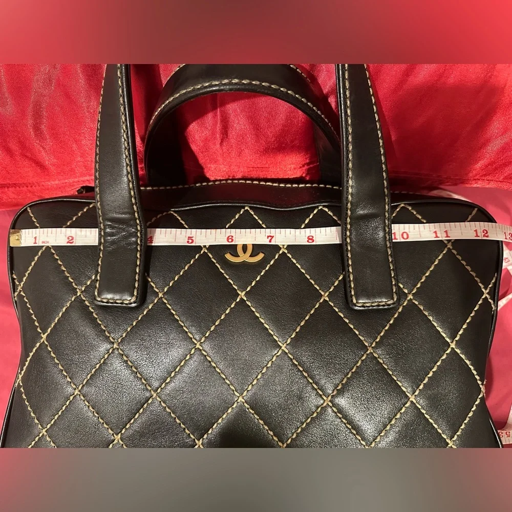 Chanel Vintage Black Quilted  Top Handle Bag